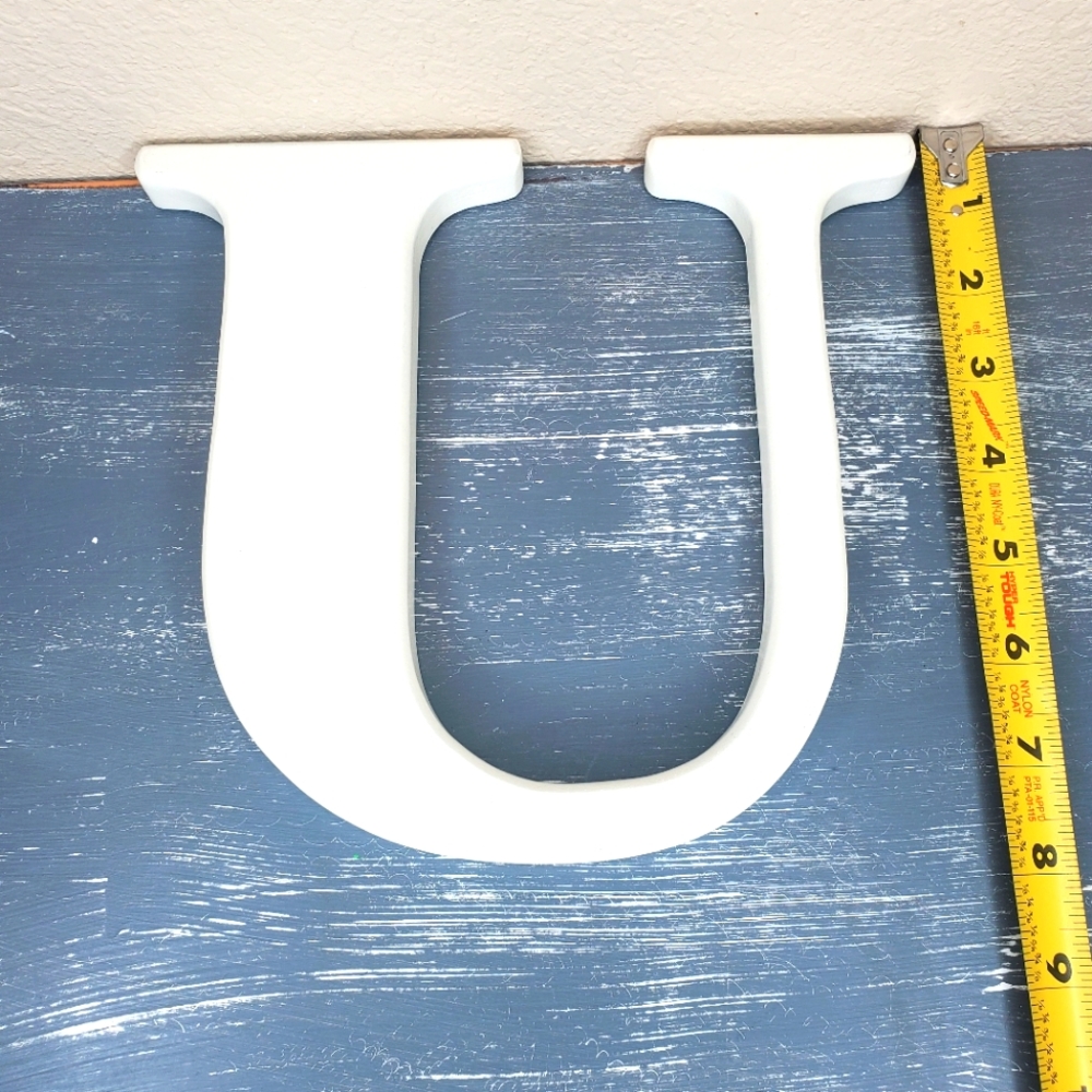 Large "U" White Single Letter-Wall Decoration-Letters/Words‎ Wall Hanging~7.75"